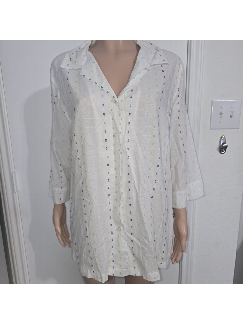 Koret Retro Relaxed Button Down Coastal Shirt 16 W Island Lightweight Beachy